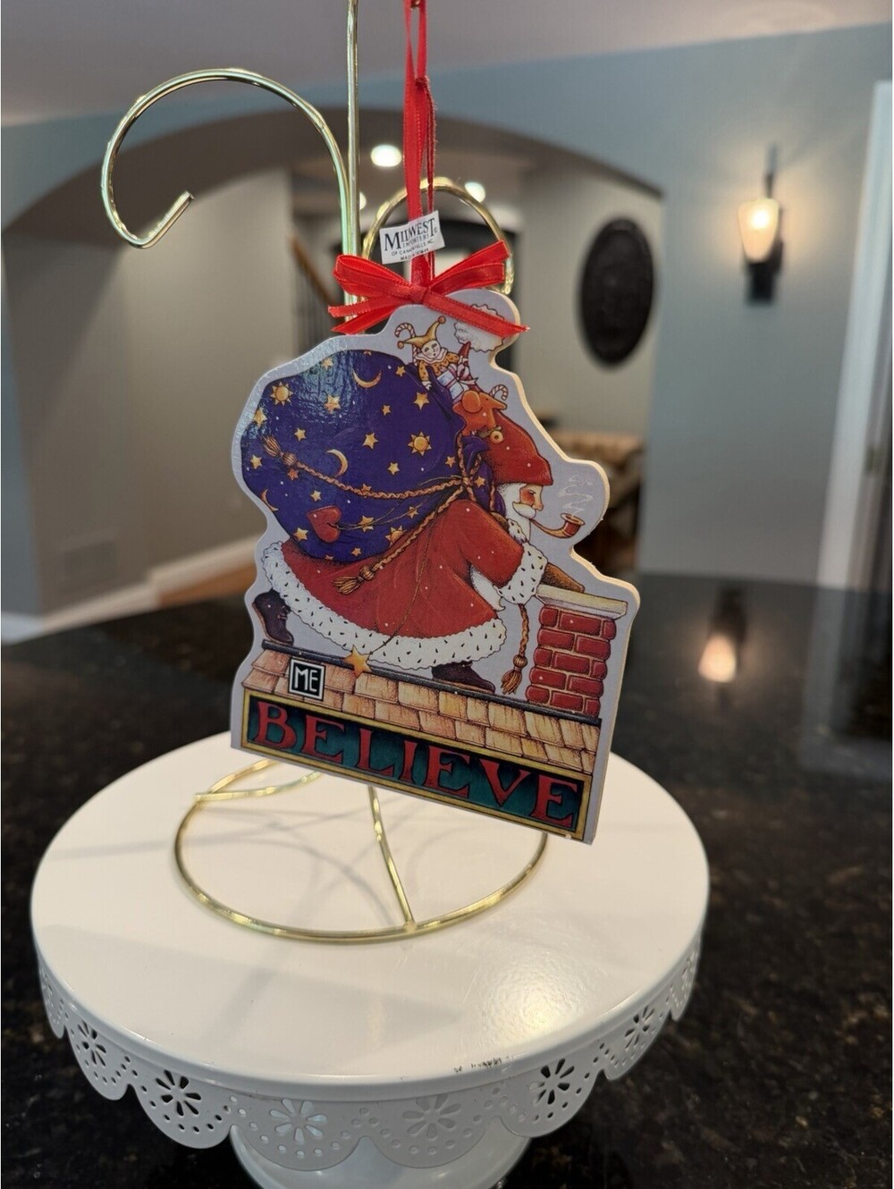 Mary Engelbreit Believe Christmas Ornament Santa On The Roof New With Tags
